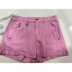WHBM The‎ Short Pink High Rise Zipper Pocket Cuffed Hem Casual Womens Size 10